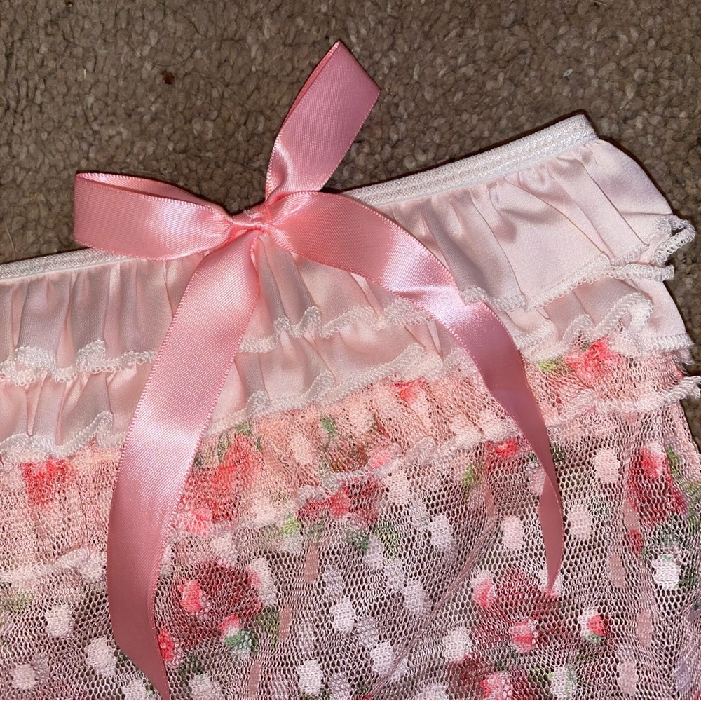 Pink Floral Lace Ruffle Panties - Picture 2 of 5